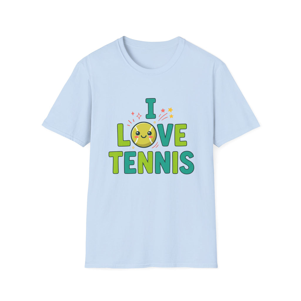 I Love Tennis T-Shirt — Cute Smiley Tennis Ball Tee for Players & Fans