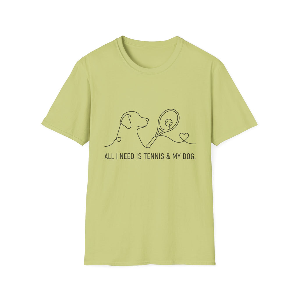 T-Shirt — "All I Need Is Tennis & My Dog" Minimal Line Art Tee