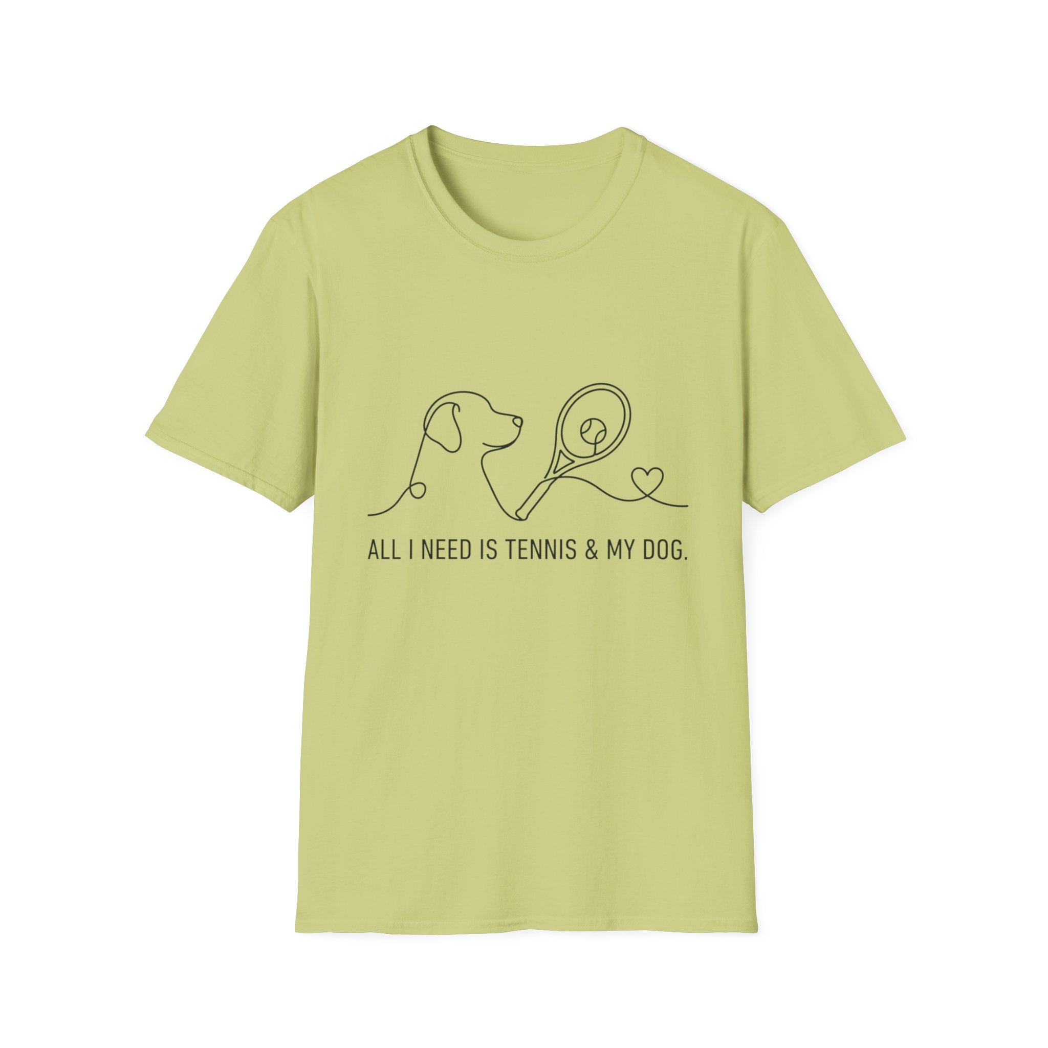 T-Shirt — "All I Need Is Tennis & My Dog" Minimal Line Art Tee