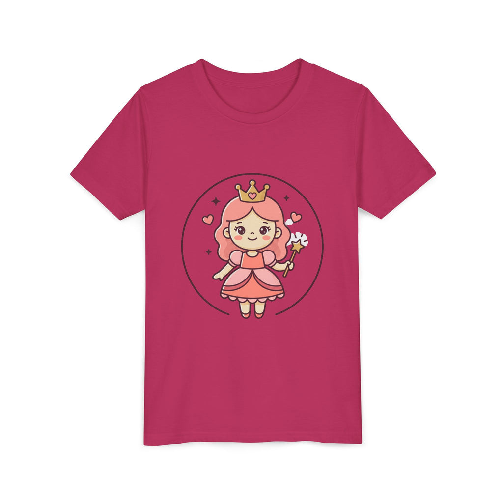 Princess Fairy Kids T-Shirt - Cute Pink Crowned Princess Graphic Youth Tee