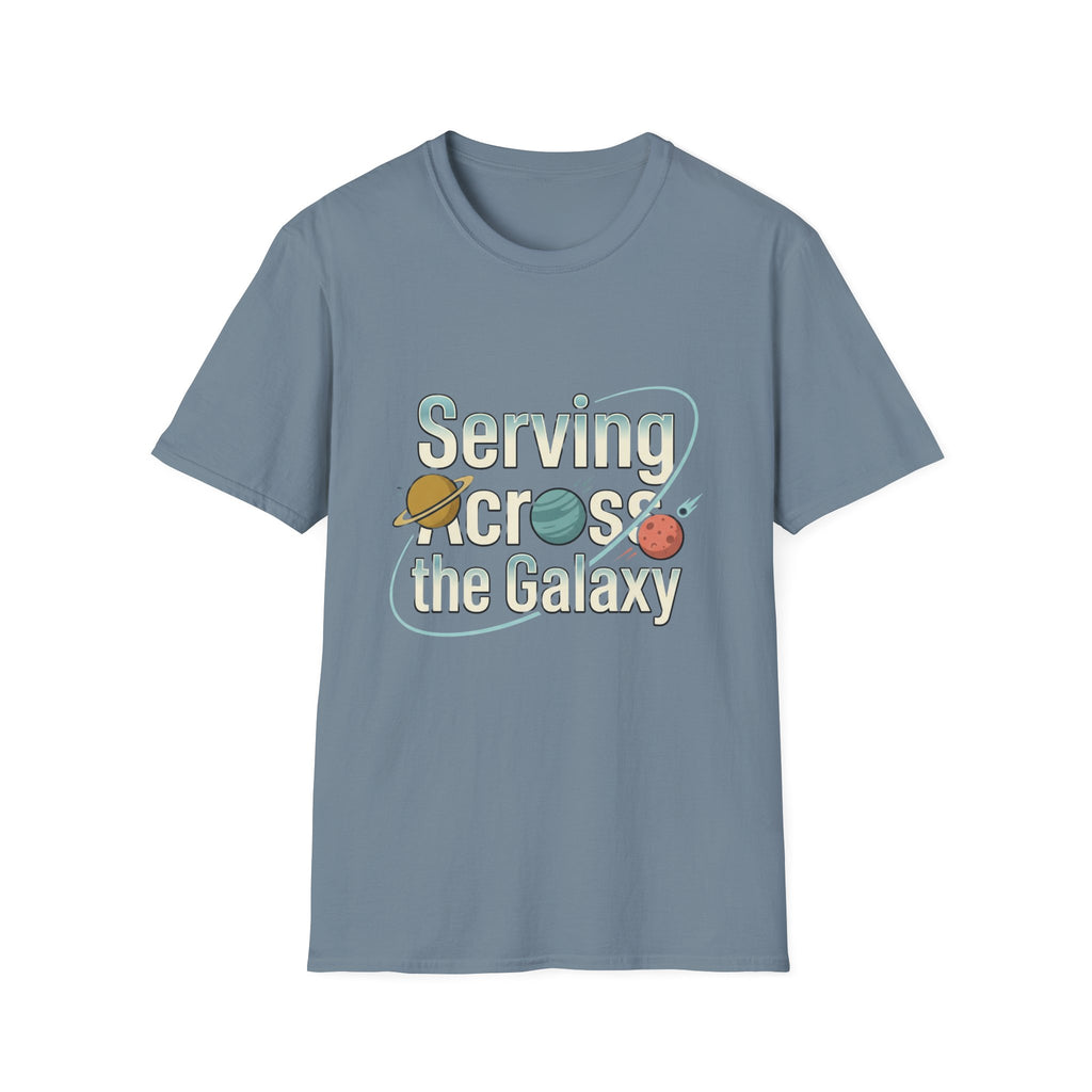 Serving Across the Galaxy Retro Space T-Shirt