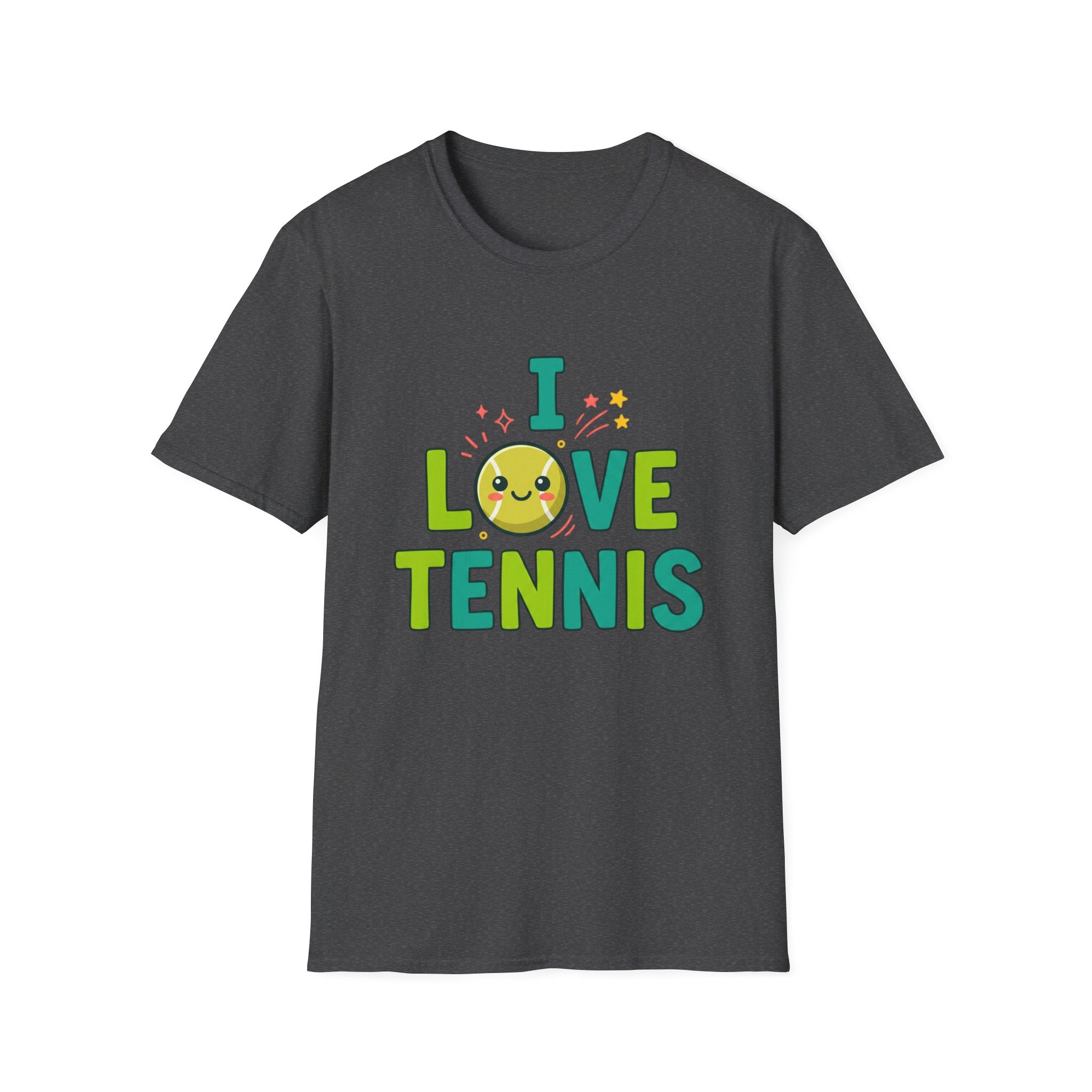 I Love Tennis T-Shirt — Cute Smiley Tennis Ball Tee for Players & Fans