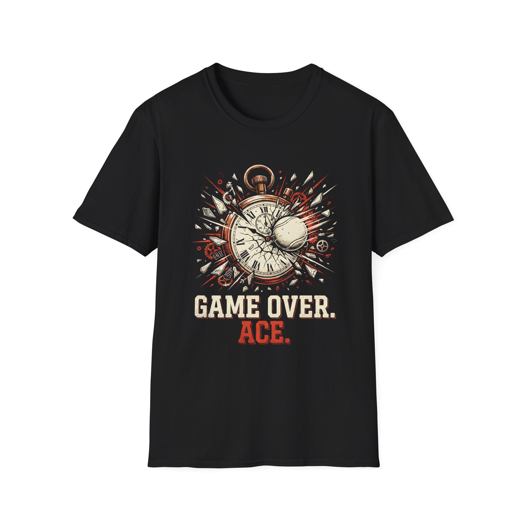 Game Over Ace T-Shirt — Vintage Pocket Watch Explosion Gamer Tee