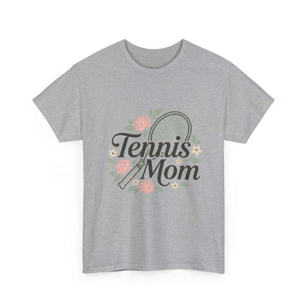 Tennis Mom T‑Shirt — Floral Tennis Racket Tee for Proud Sports Moms