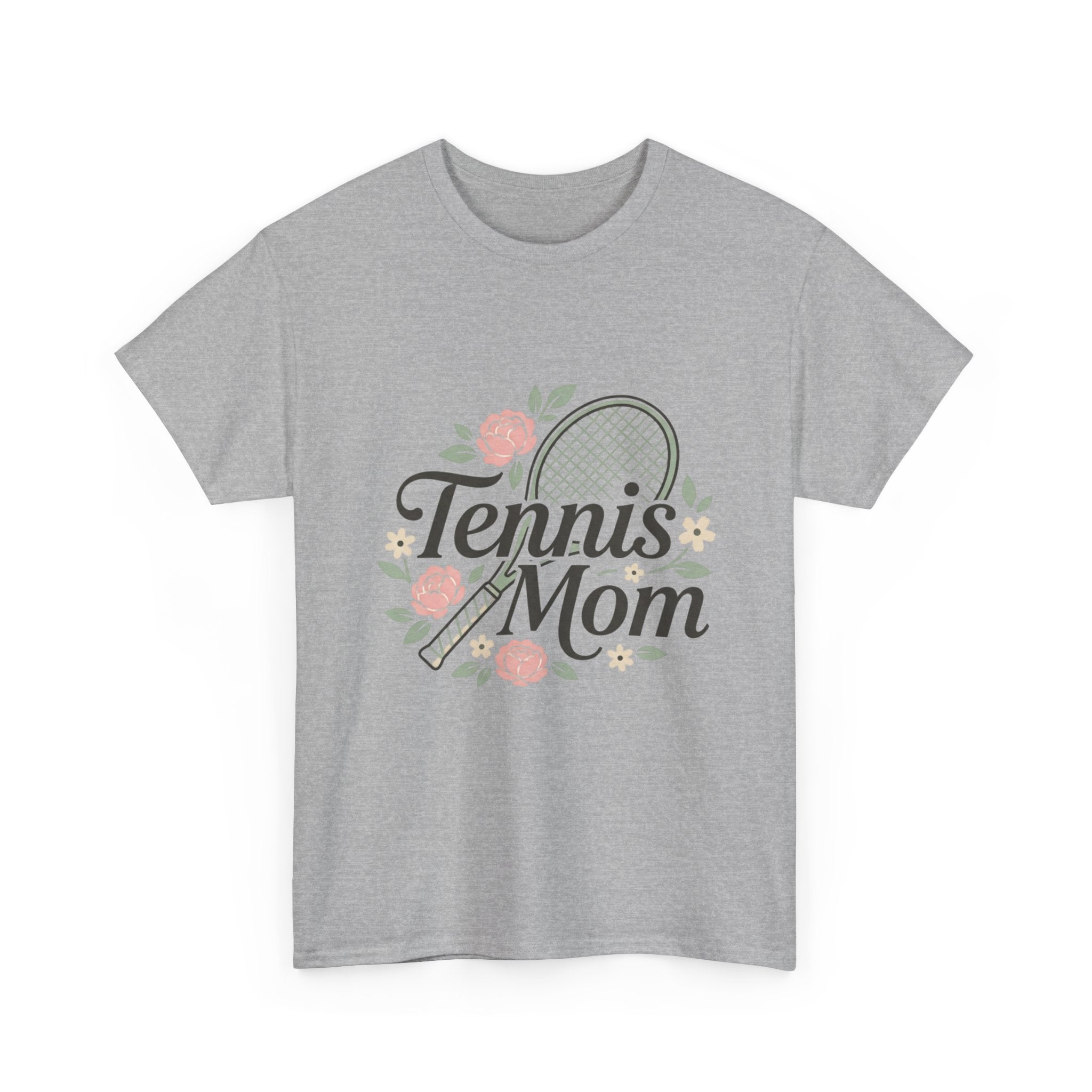 Tennis Mom T‑Shirt — Floral Tennis Racket Tee for Proud Sports Moms