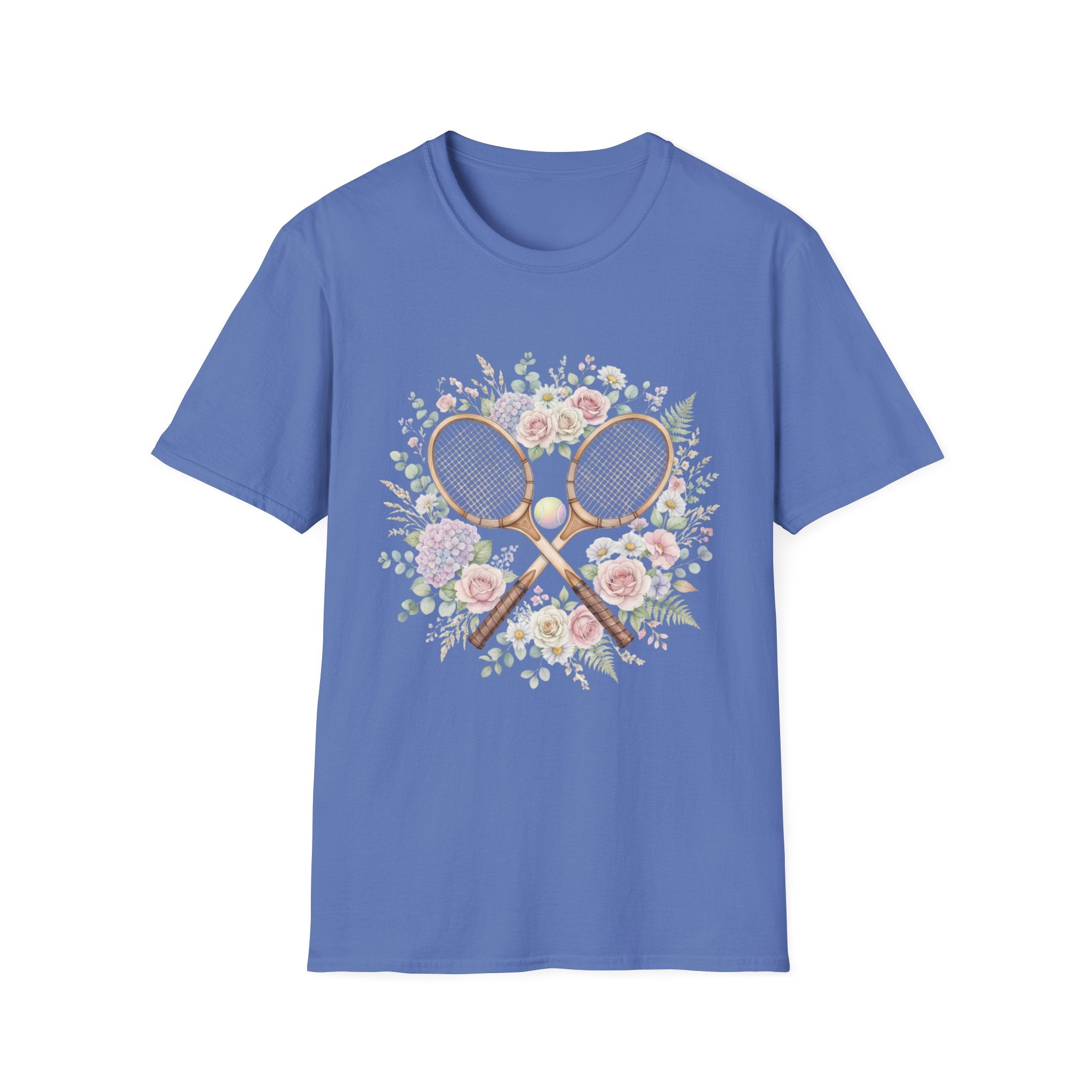 Tennis Floral T-Shirt — Vintage Rackets & Roses Graphic Tee