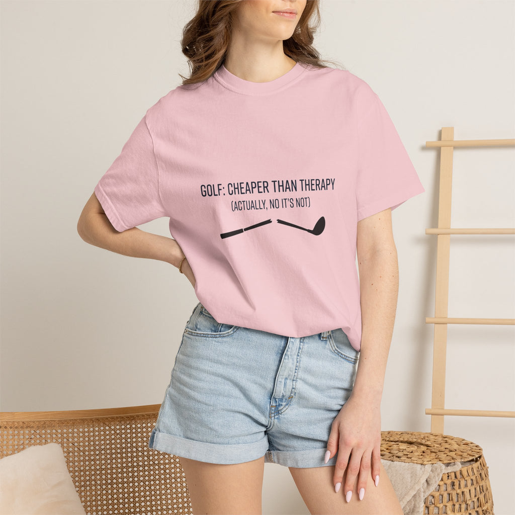 Golf: Cheaper Than Therapy T-Shirt — Funny Golfers Tee