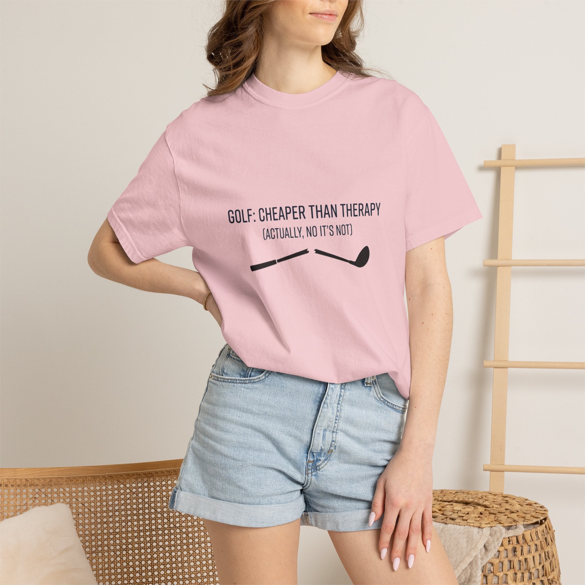Golf: Cheaper Than Therapy T-Shirt — Funny Golfers Tee