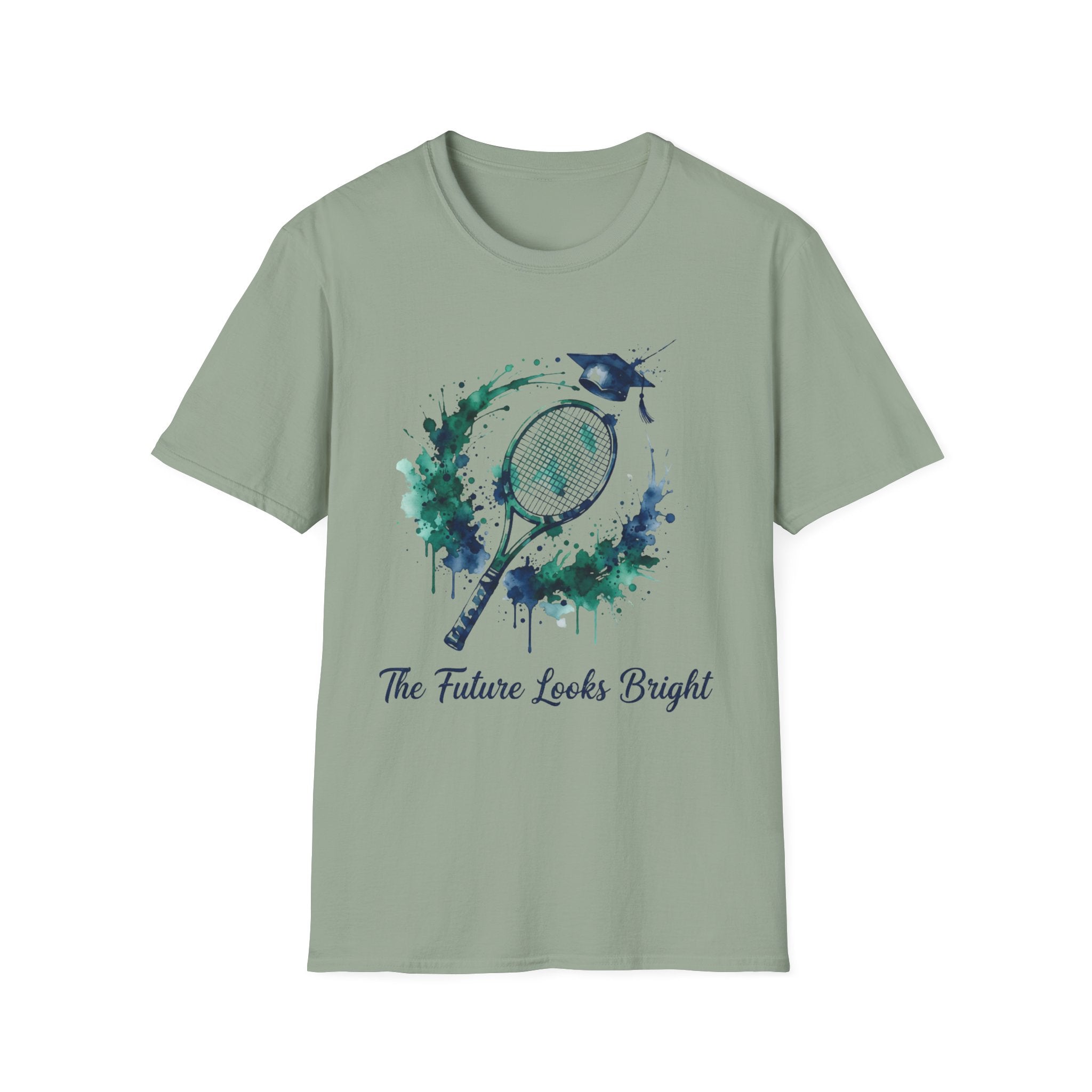 Tennis Watercolor Tee — “The Future Looks Bright” Graduation & Athlete Shirt