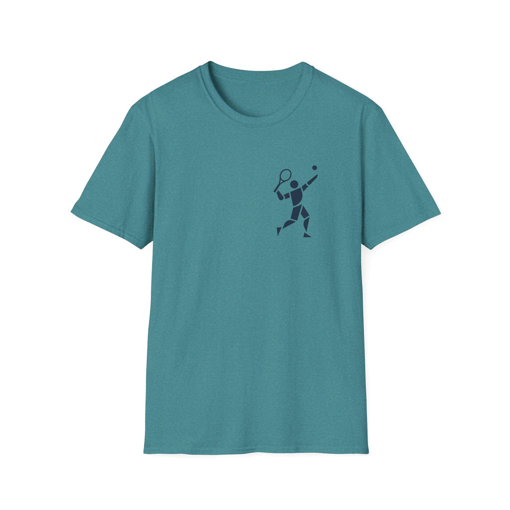 Tennis Player Minimalist T‑Shirt — Geometric Tennis Graphic Tee