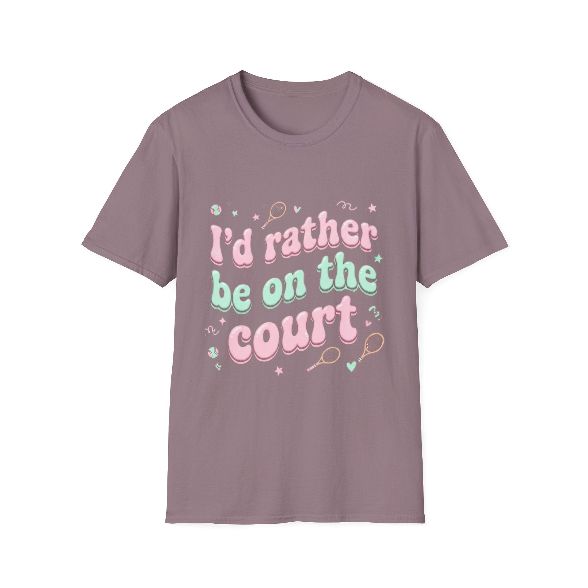 T-Shirt — "I'd Rather Be on the Court" Tennis Graphic Tee