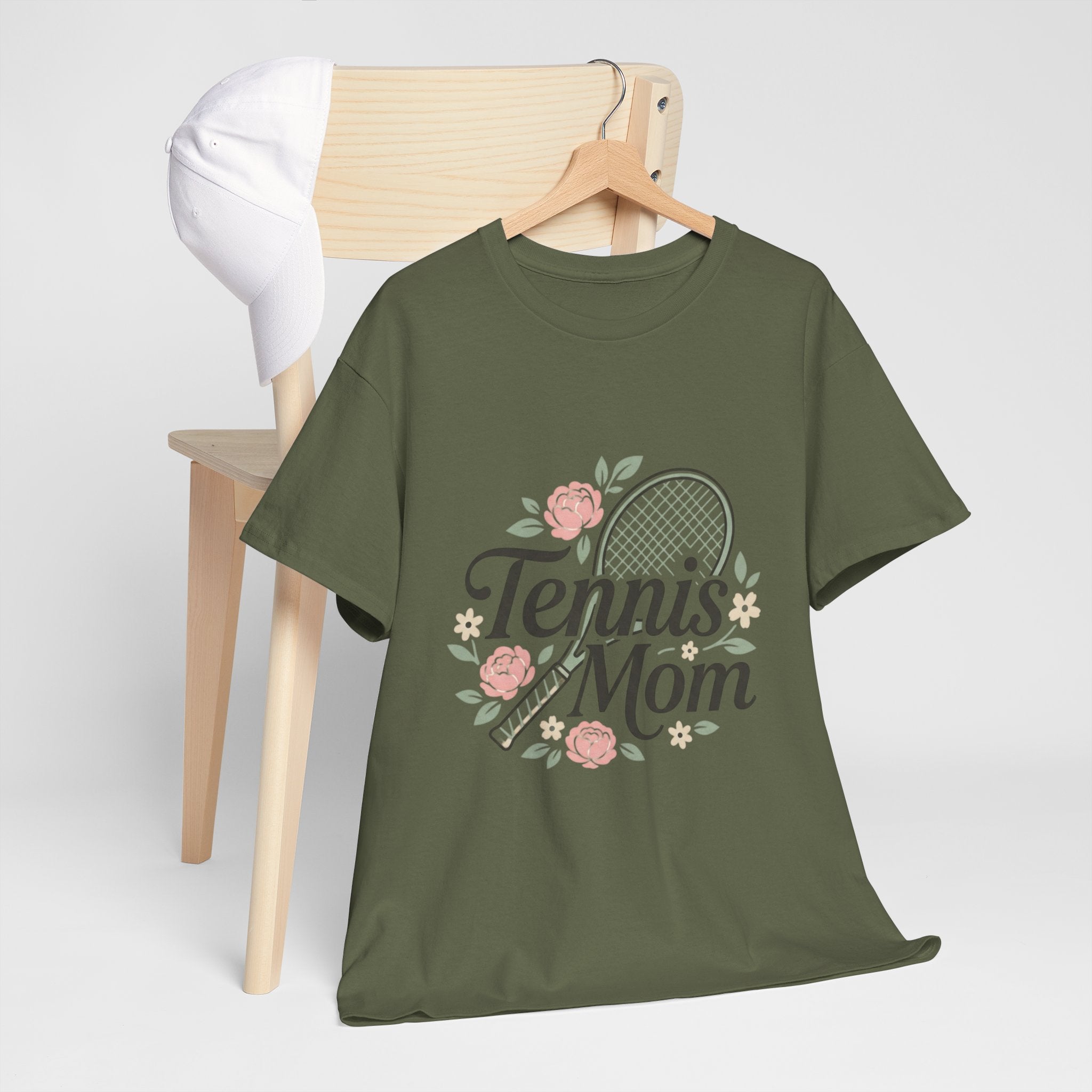 Tennis Mom T‑Shirt — Floral Tennis Racket Tee for Proud Sports Moms