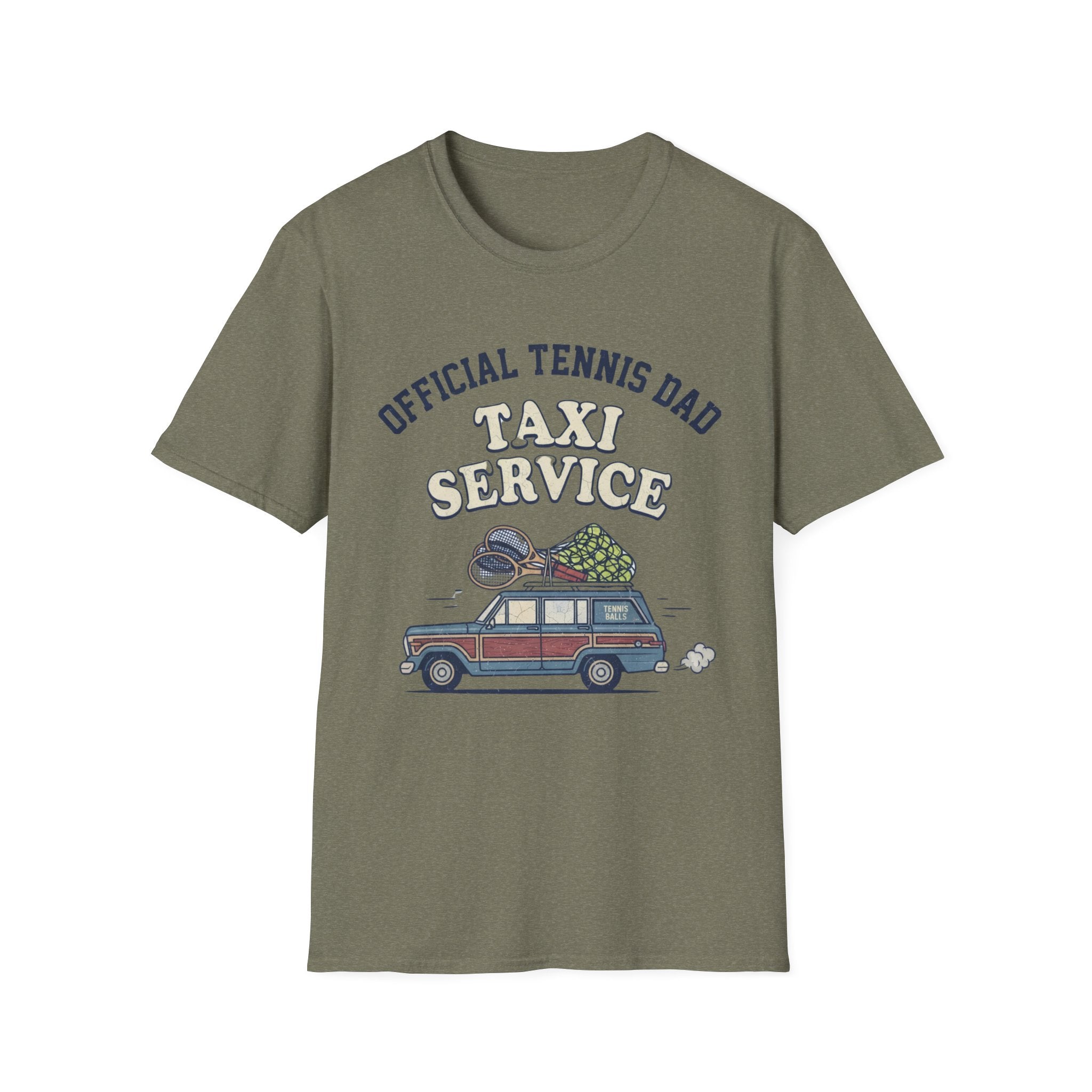 T-Shirt — "Official Tennis Dad Taxi Service" Vintage Car Dad Tee