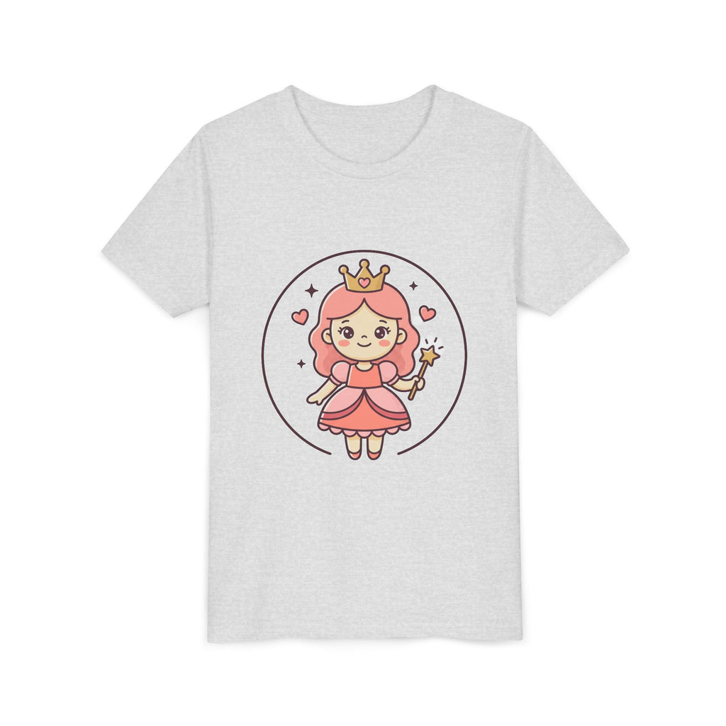 Princess Fairy Kids T-Shirt - Cute Pink Crowned Princess Graphic Youth Tee