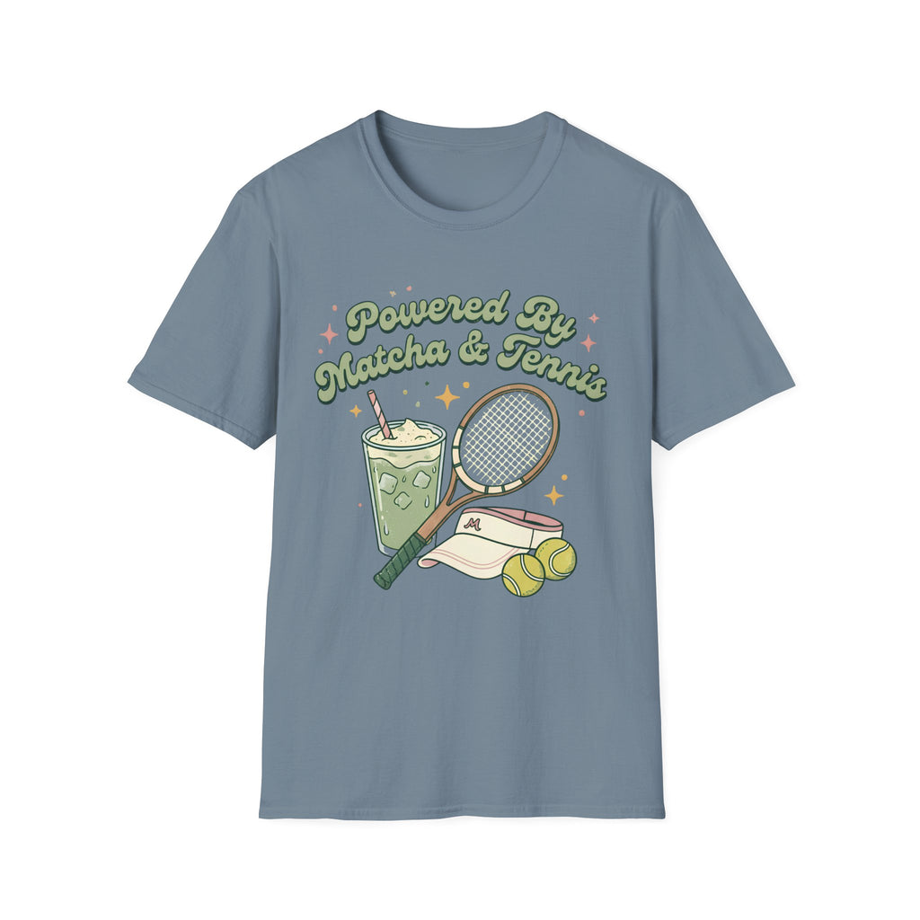 Powered by Matcha & Tennis Tee — Cute Athletic Tea Lover Shirt