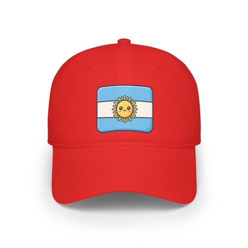 Argentina Sun Flag Baseball Cap — Low Profile Red Hat