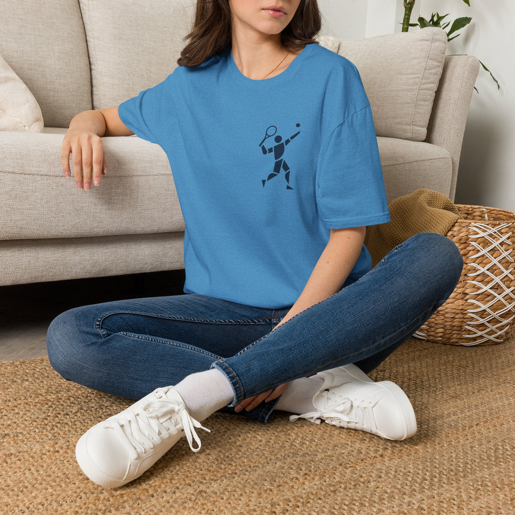 Tennis Player Minimalist T‑Shirt — Geometric Tennis Graphic Tee