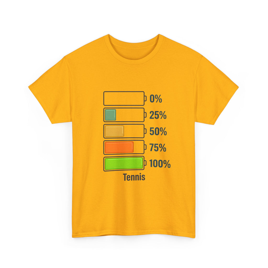 T-Shirt — Tennis Battery Level Graphic Tee (0%-100%)