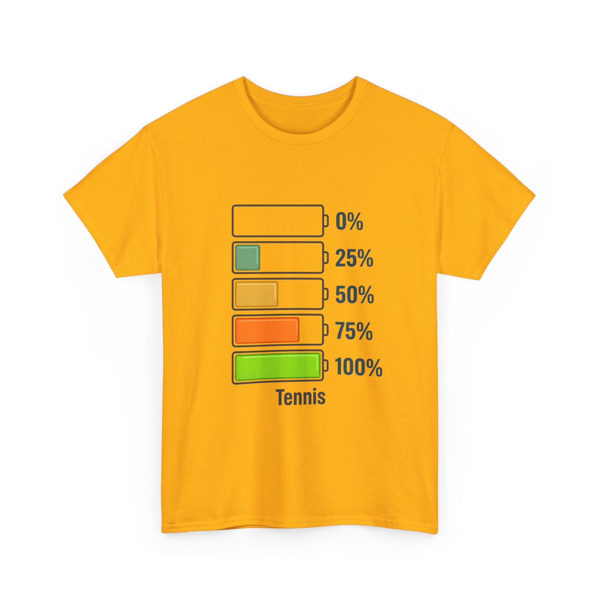 T-Shirt — Tennis Battery Level Graphic Tee (0%-100%)