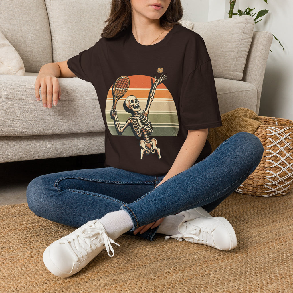 Skeleton Tennis Tee — Retro Sunset Vintage t_shirt