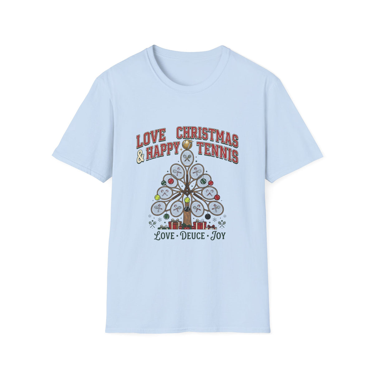 Christmas Tennis T‑Shirt – "Love Christmas & Happy Tennis" Holiday Tennis Tee