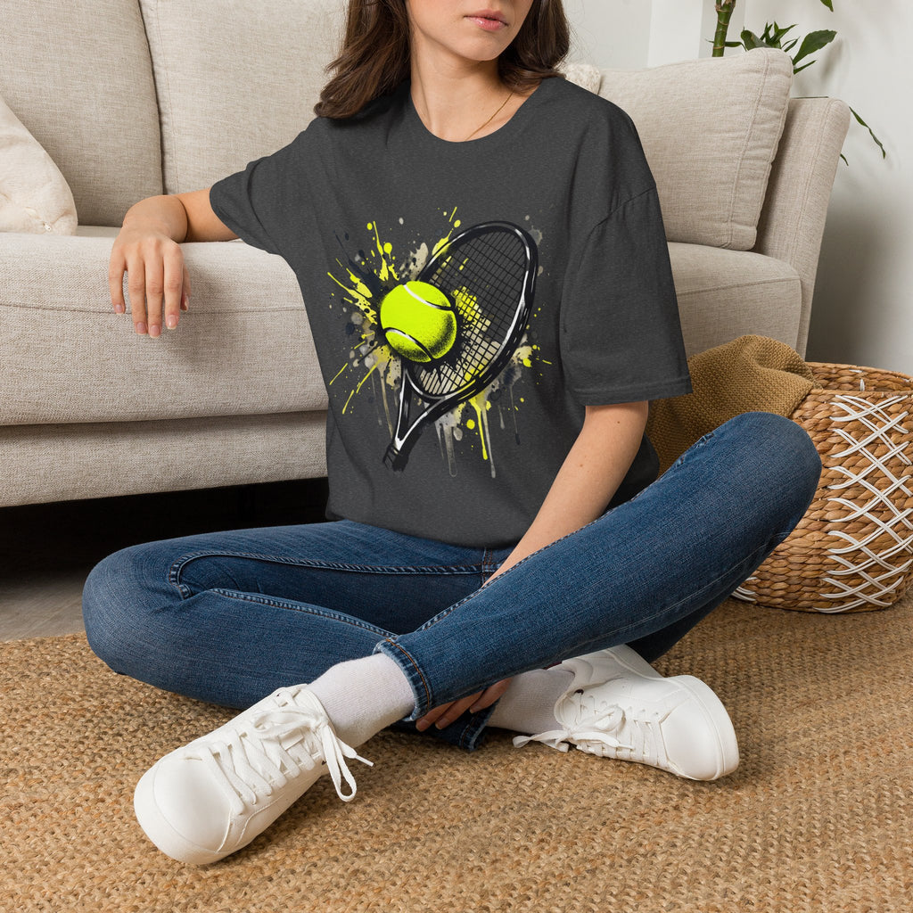 T-Shirt — Splash Tennis Racket & Ball Graphic Tee