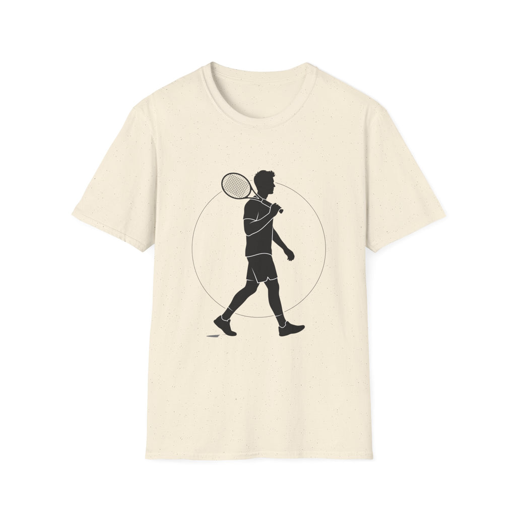 Tennis Player Silhouette T‑Shirt — Minimal Athletic Graphic Tee