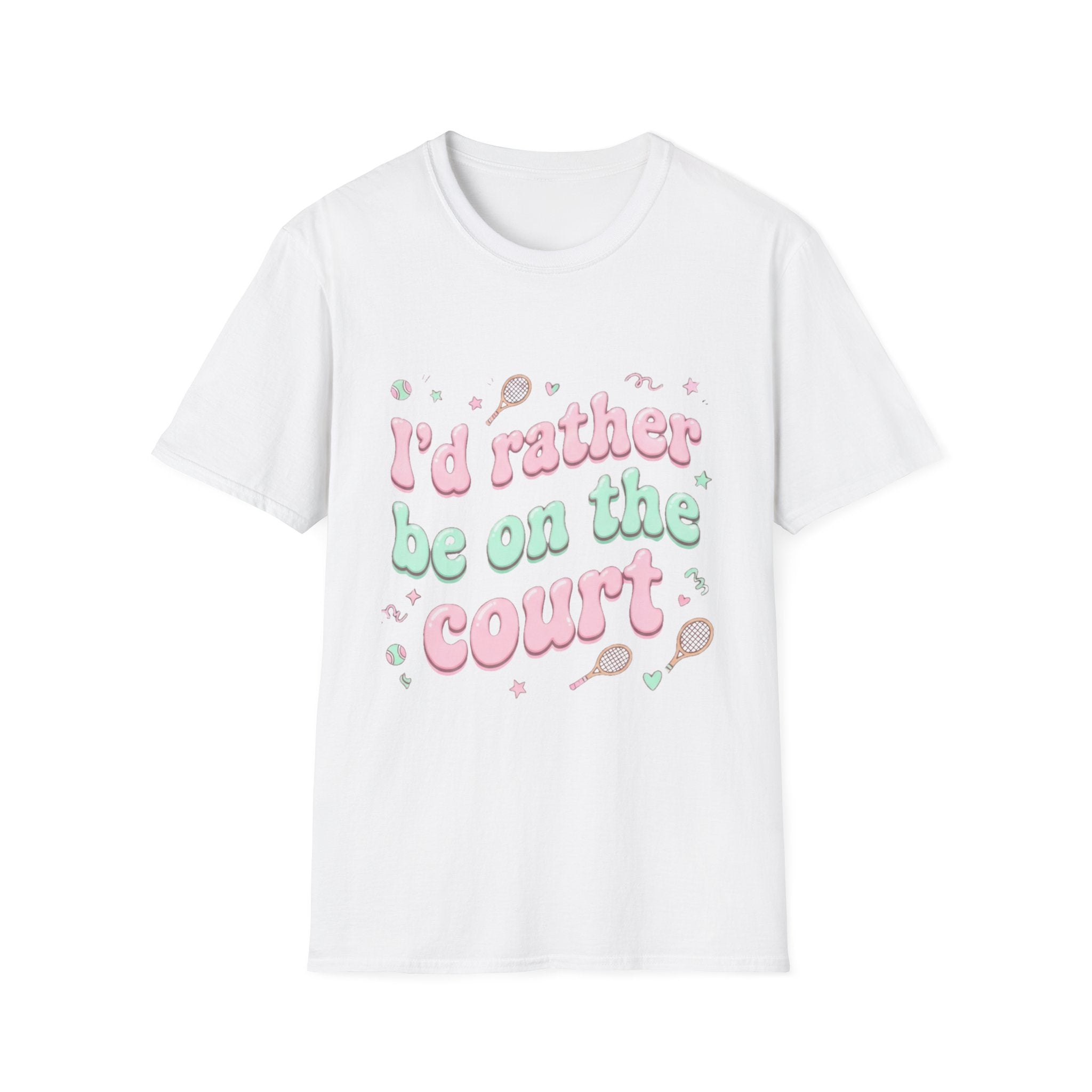 T-Shirt — "I'd Rather Be on the Court" Tennis Graphic Tee