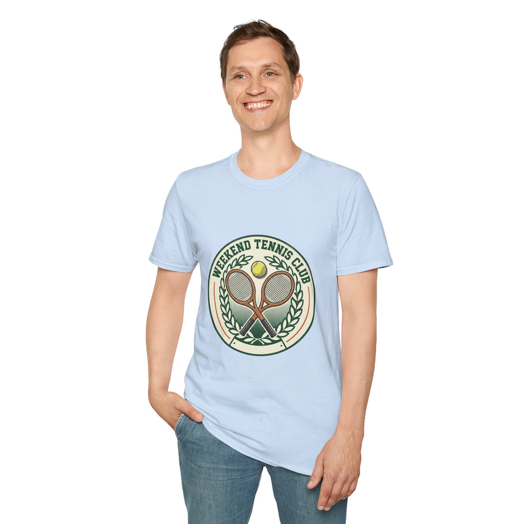 Weekend Tennis Club T-Shirt — Retro Tennis Racket & Ball Graphic