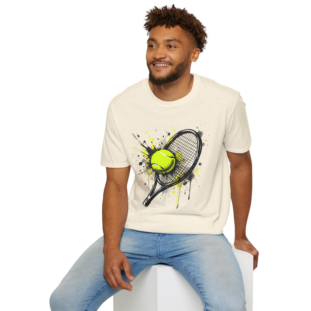T-Shirt — Splash Tennis Racket & Ball Graphic Tee
