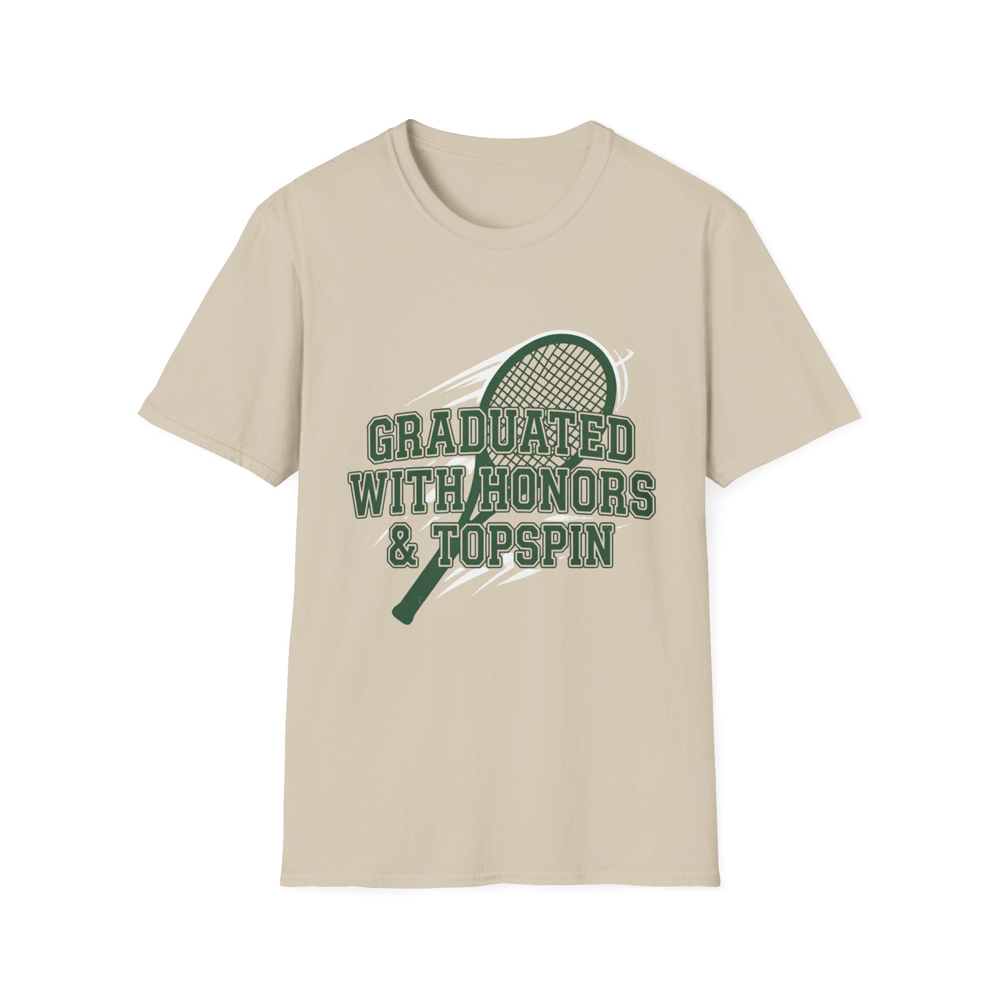Graduated With Honors Tennis T-Shirt — Vintage Collegiate Topspin Tee