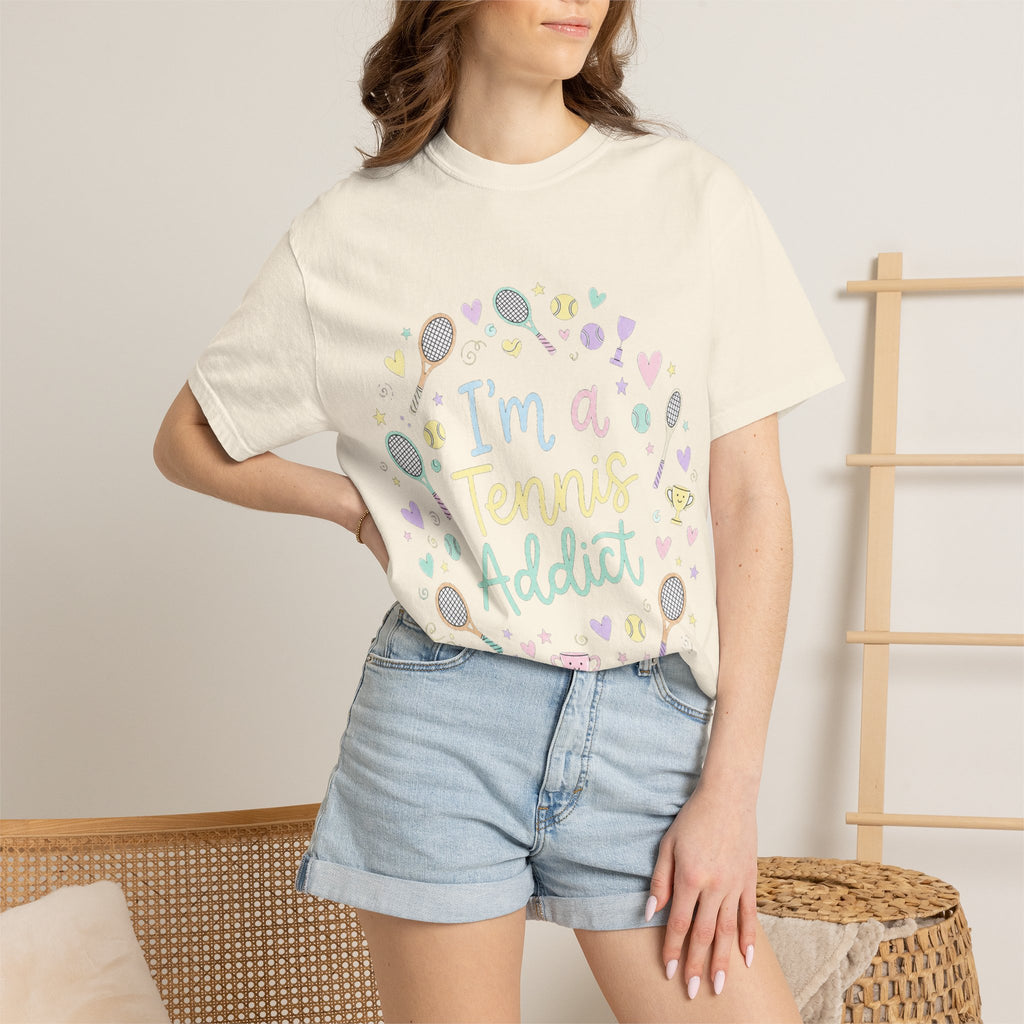 I'm a Tennis Addict T‑Shirt — Cute Pastel Tennis Graphic Tee for Players & Fans