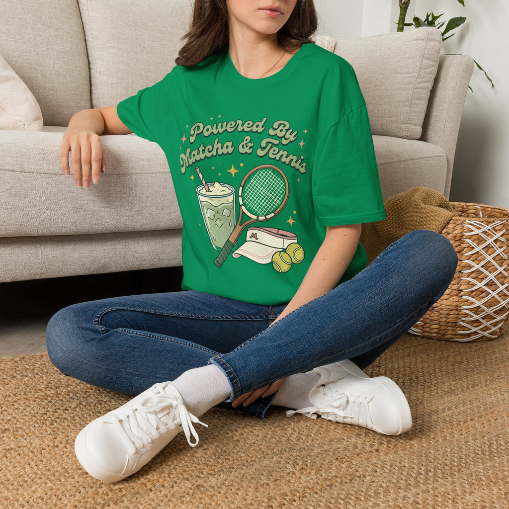 Powered by Matcha & Tennis Tee — Cute Athletic Tea Lover Shirt