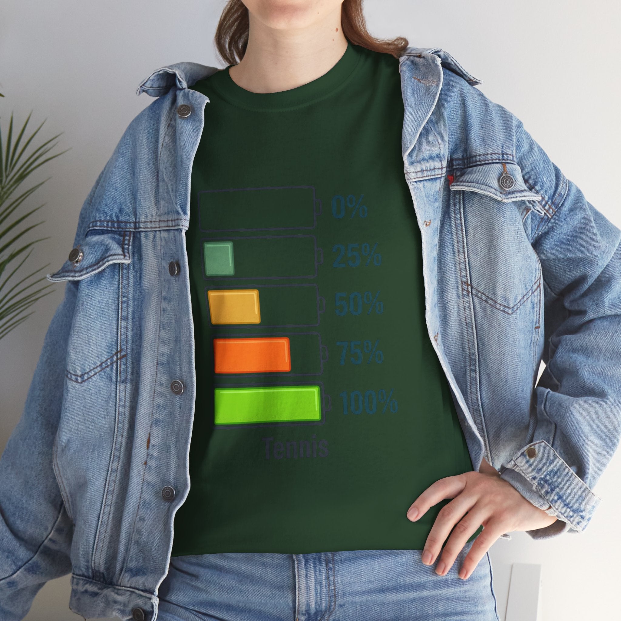 T-Shirt — Tennis Battery Level Graphic Tee (0%-100%)