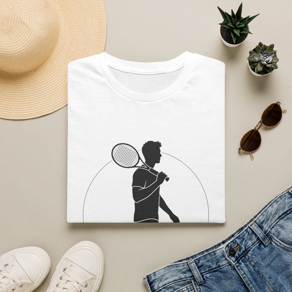 Tennis Player Silhouette T‑Shirt — Minimal Athletic Graphic Tee