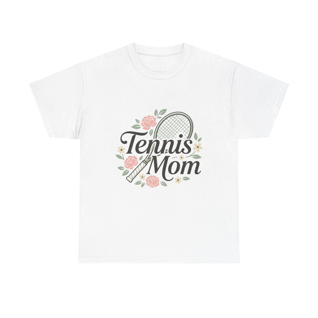 Tennis Mom T‑Shirt — Floral Tennis Racket Tee for Proud Sports Moms