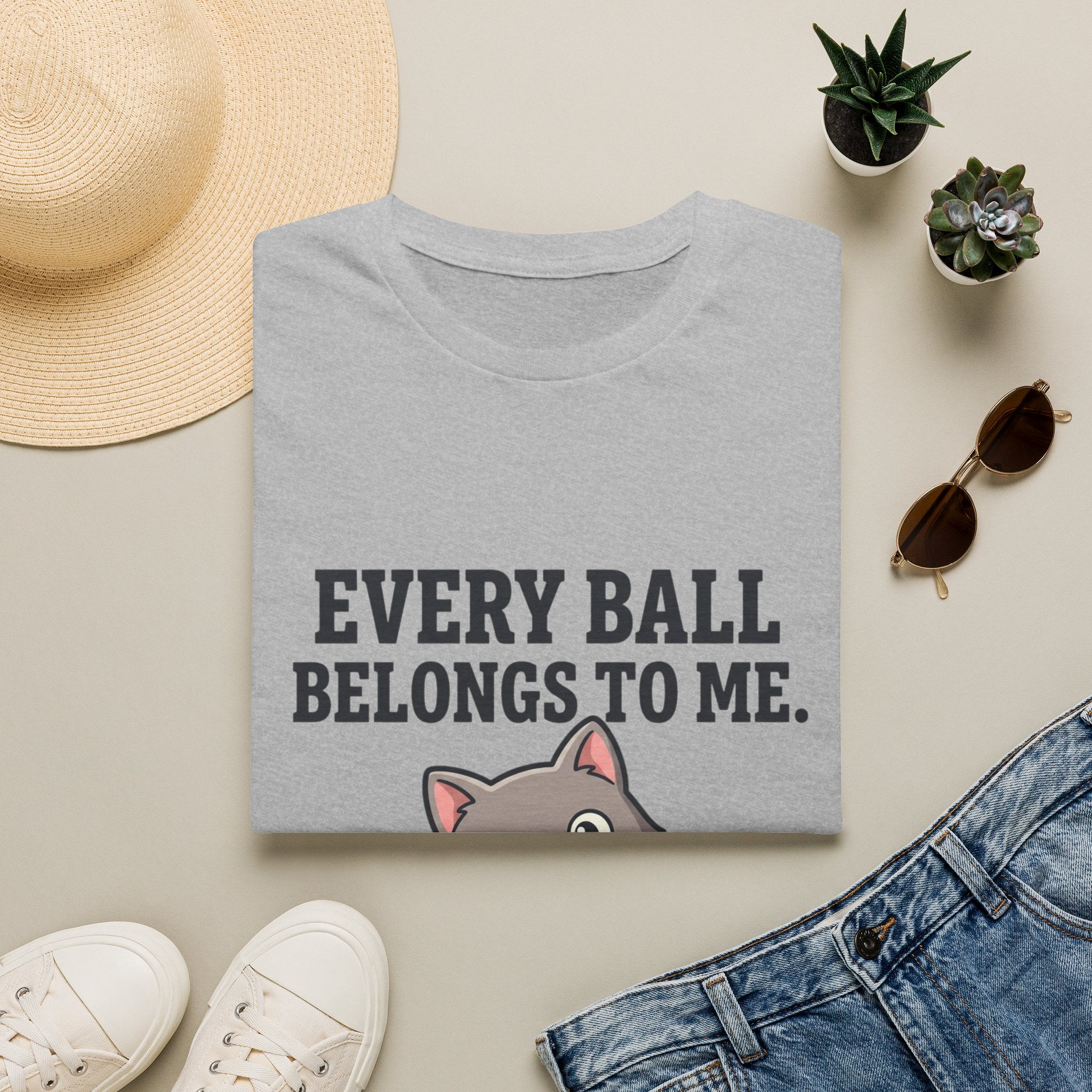 Every Ball Belongs to Me Cat T-Shirt — Cute Tennis Ball Cat Tee for Pet Lovers