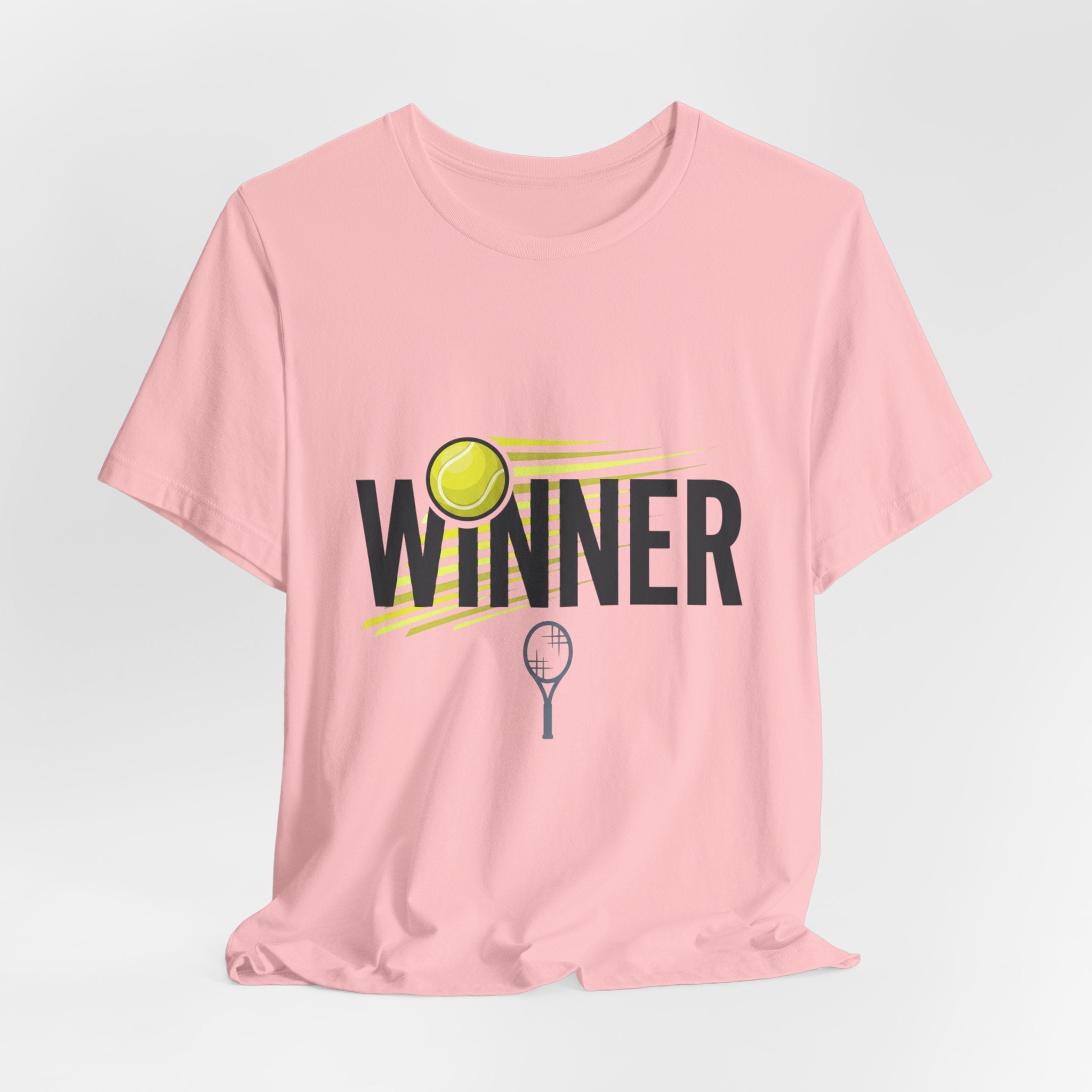 Winner Tennis T‑Shirt — Motivational Tennis Tee with Ball & Racket Graphic