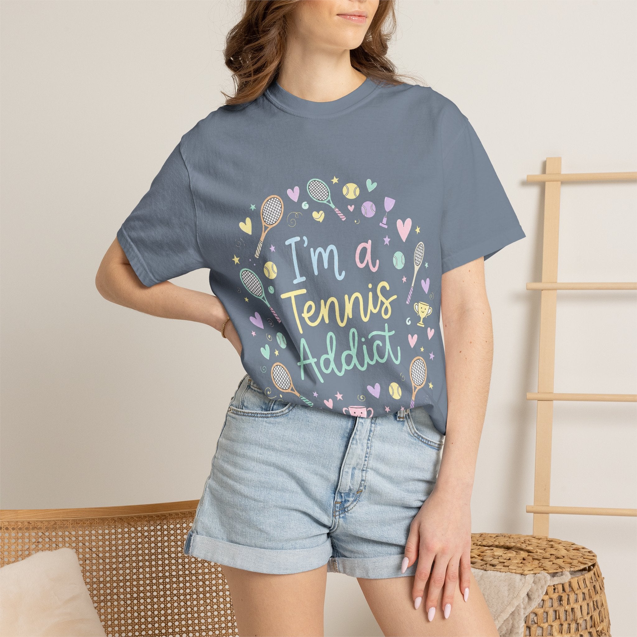 I'm a Tennis Addict T‑Shirt — Cute Pastel Tennis Graphic Tee for Players & Fans