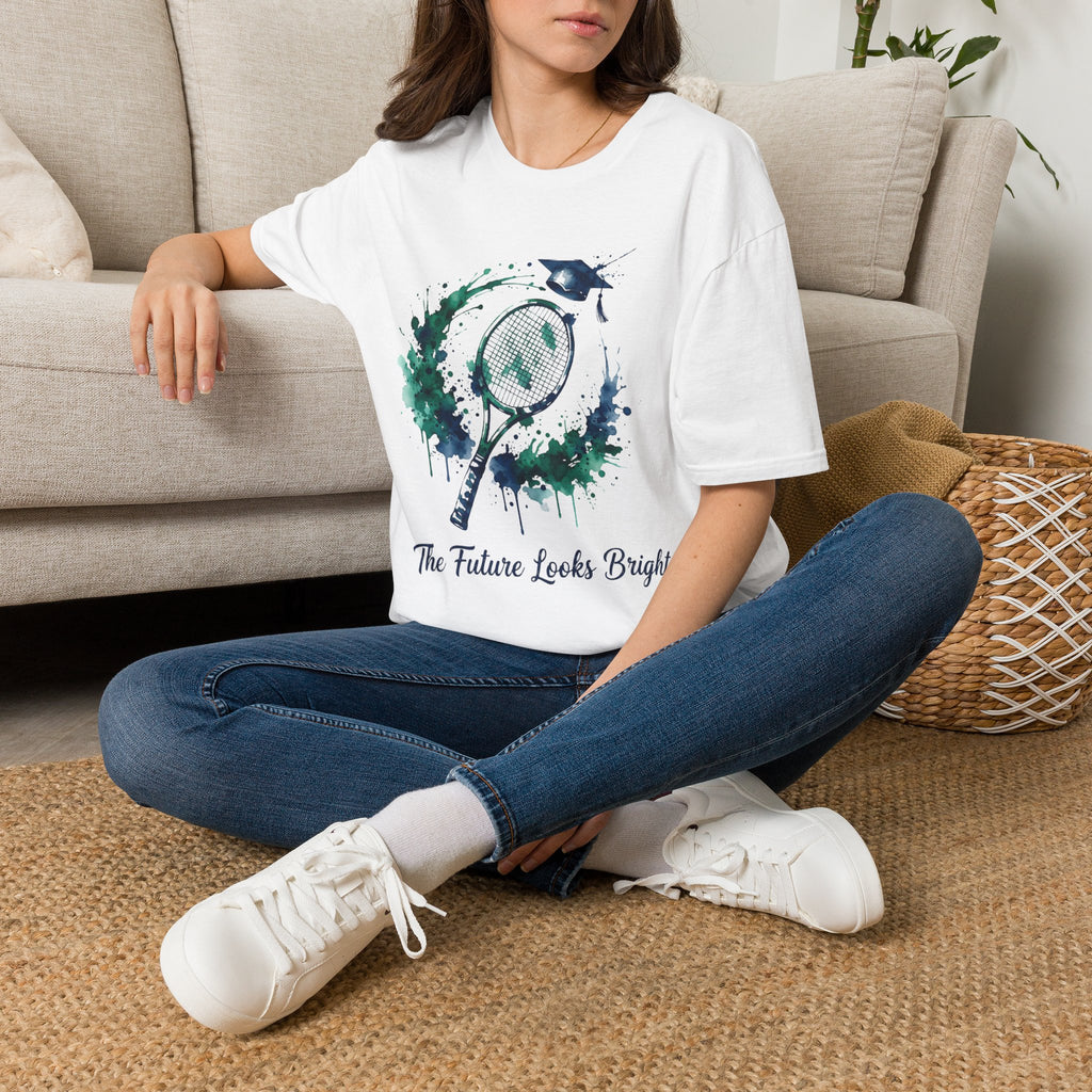 Tennis Watercolor Tee — “The Future Looks Bright” Graduation & Athlete Shirt