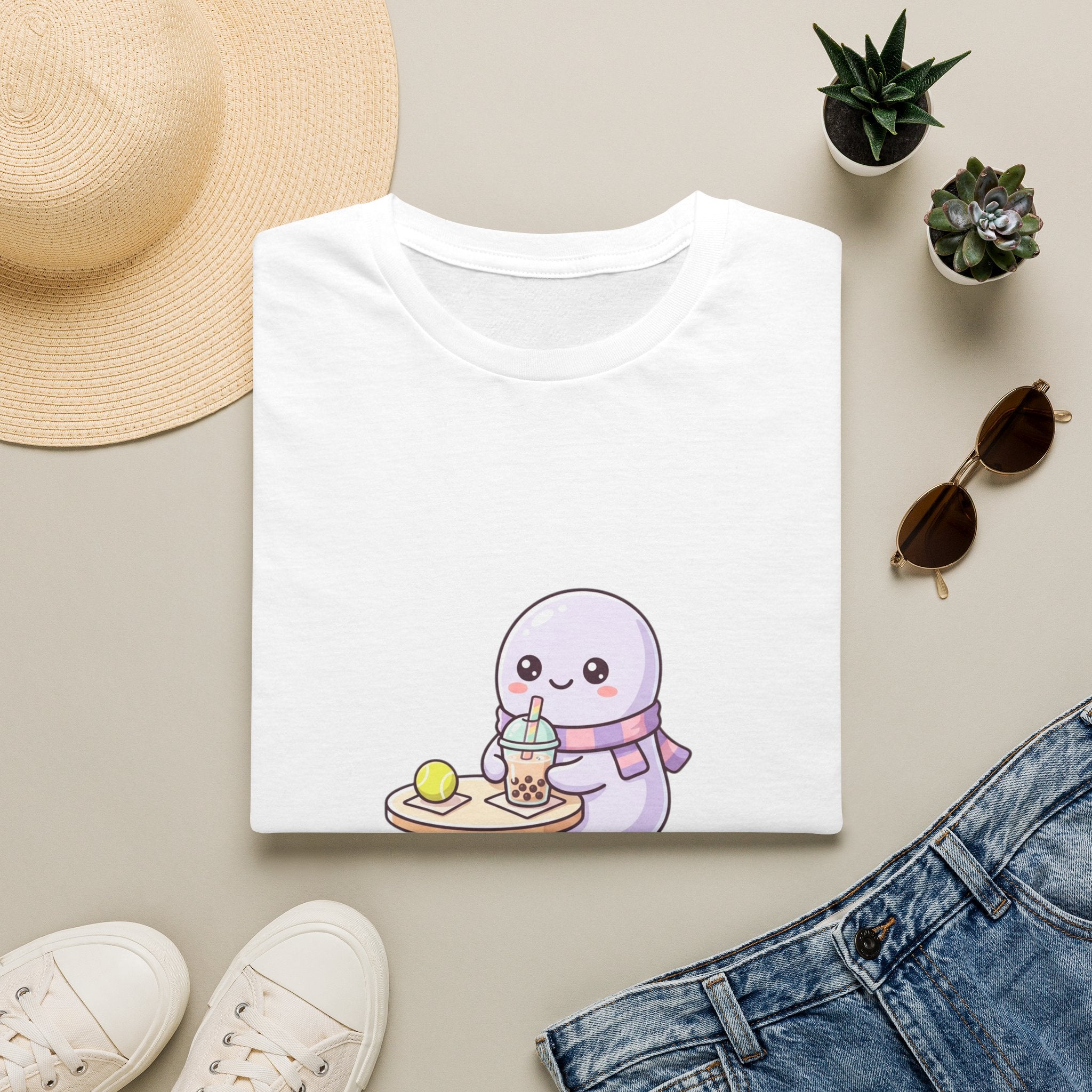 Cute Seal Cafe T-Shirt — Kawaii Sea Otter Drinking Bubble Tea