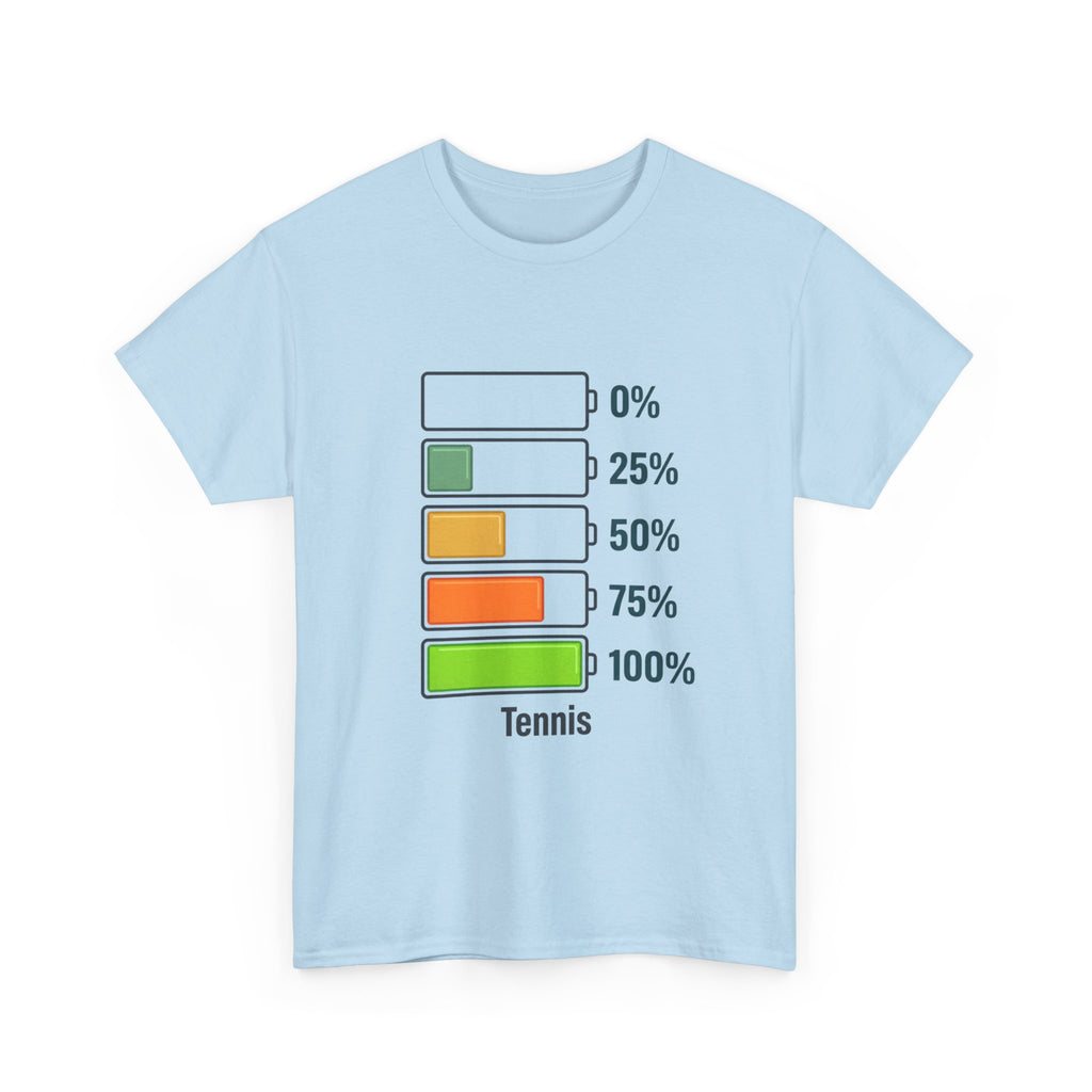 T-Shirt — Tennis Battery Level Graphic Tee (0%-100%)