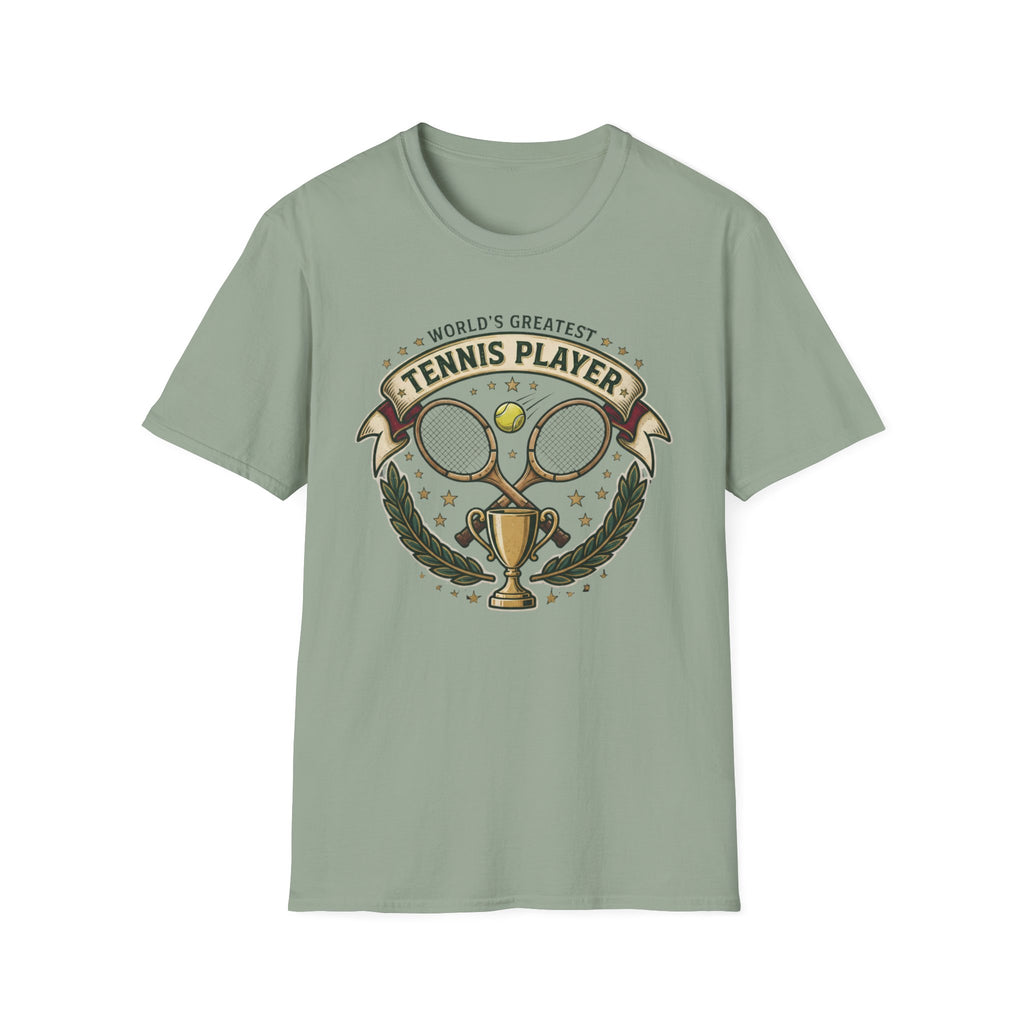 World's Greatest Tennis Player T-Shirt — Vintage Tennis Racket & Trophy Tee