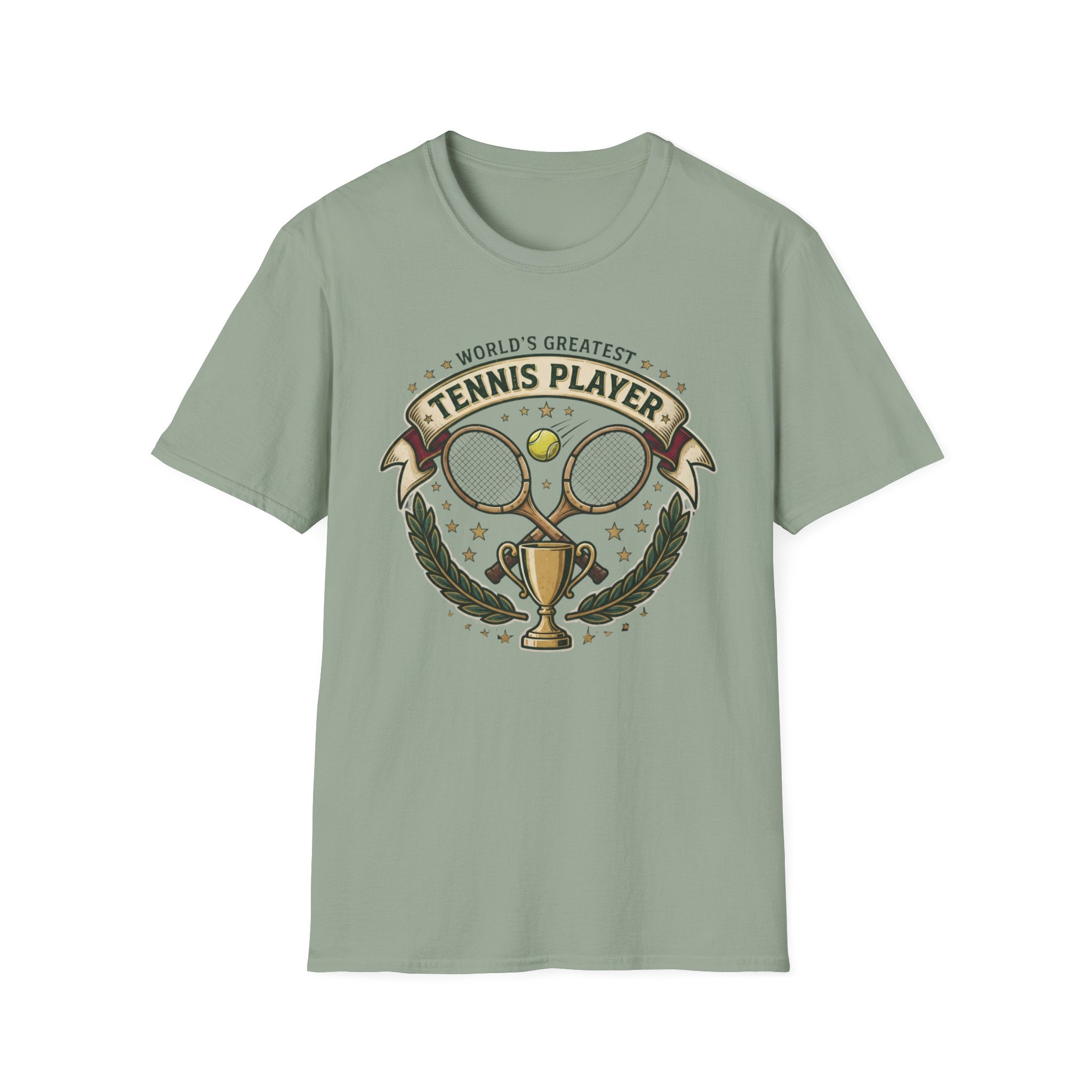 World's Greatest Tennis Player T-Shirt — Vintage Tennis Racket & Trophy Tee