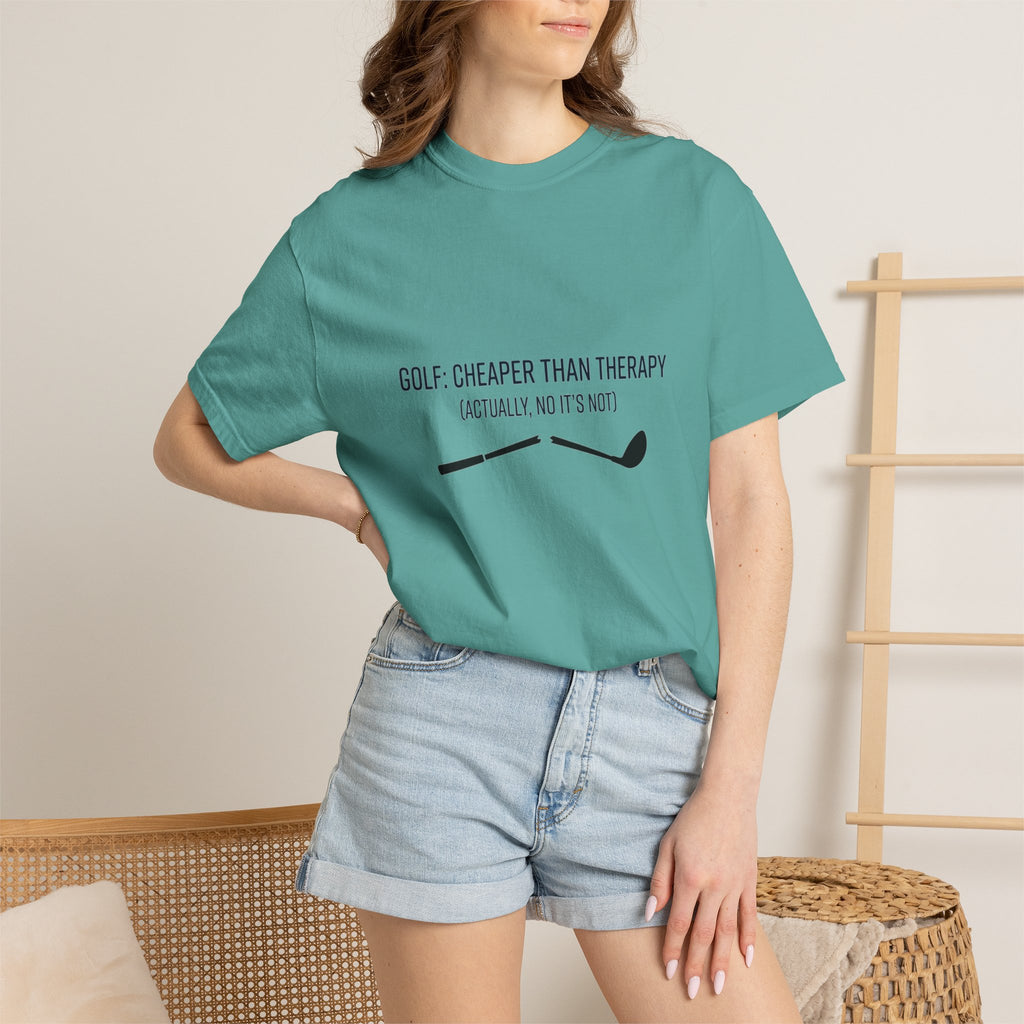 Golf: Cheaper Than Therapy T-Shirt — Funny Golfers Tee