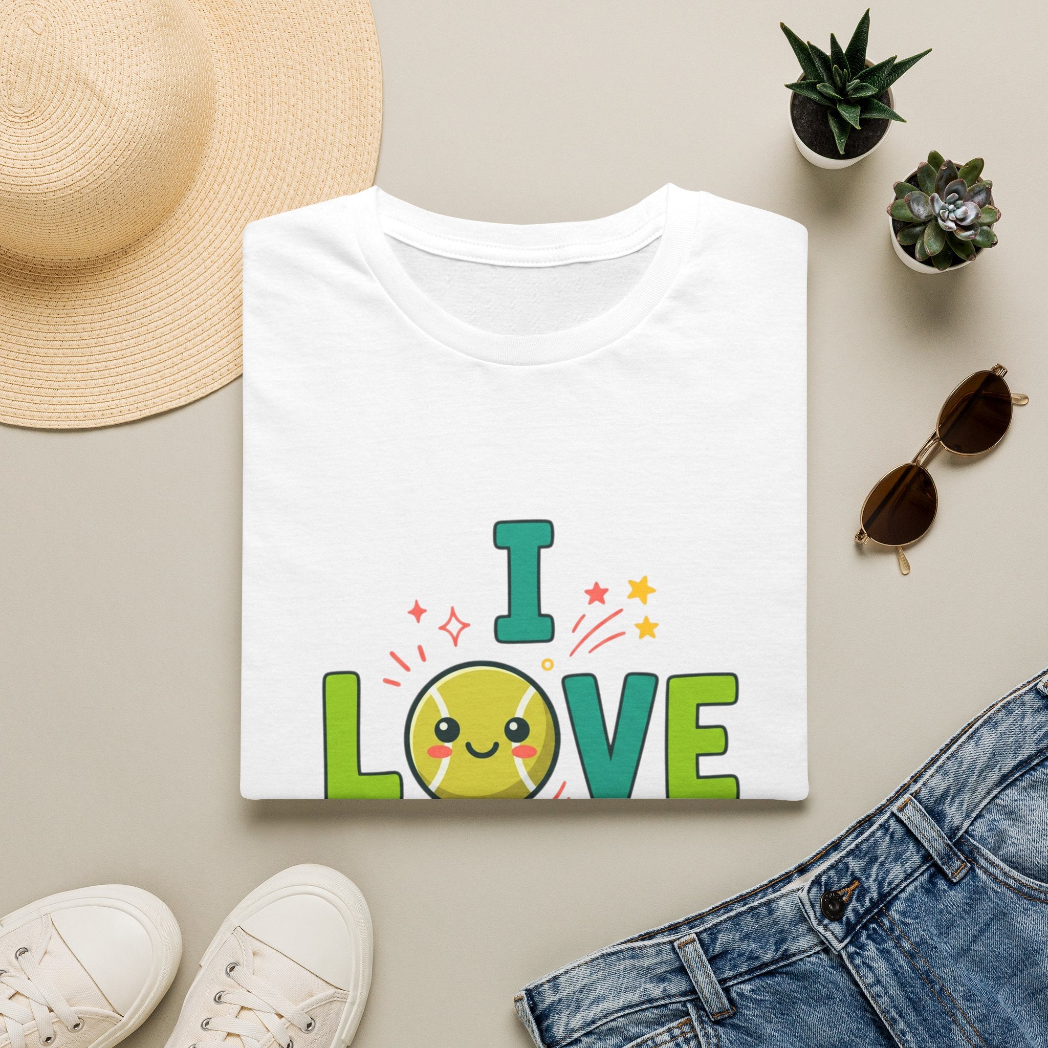 I Love Tennis T-Shirt — Cute Smiley Tennis Ball Tee for Players & Fans