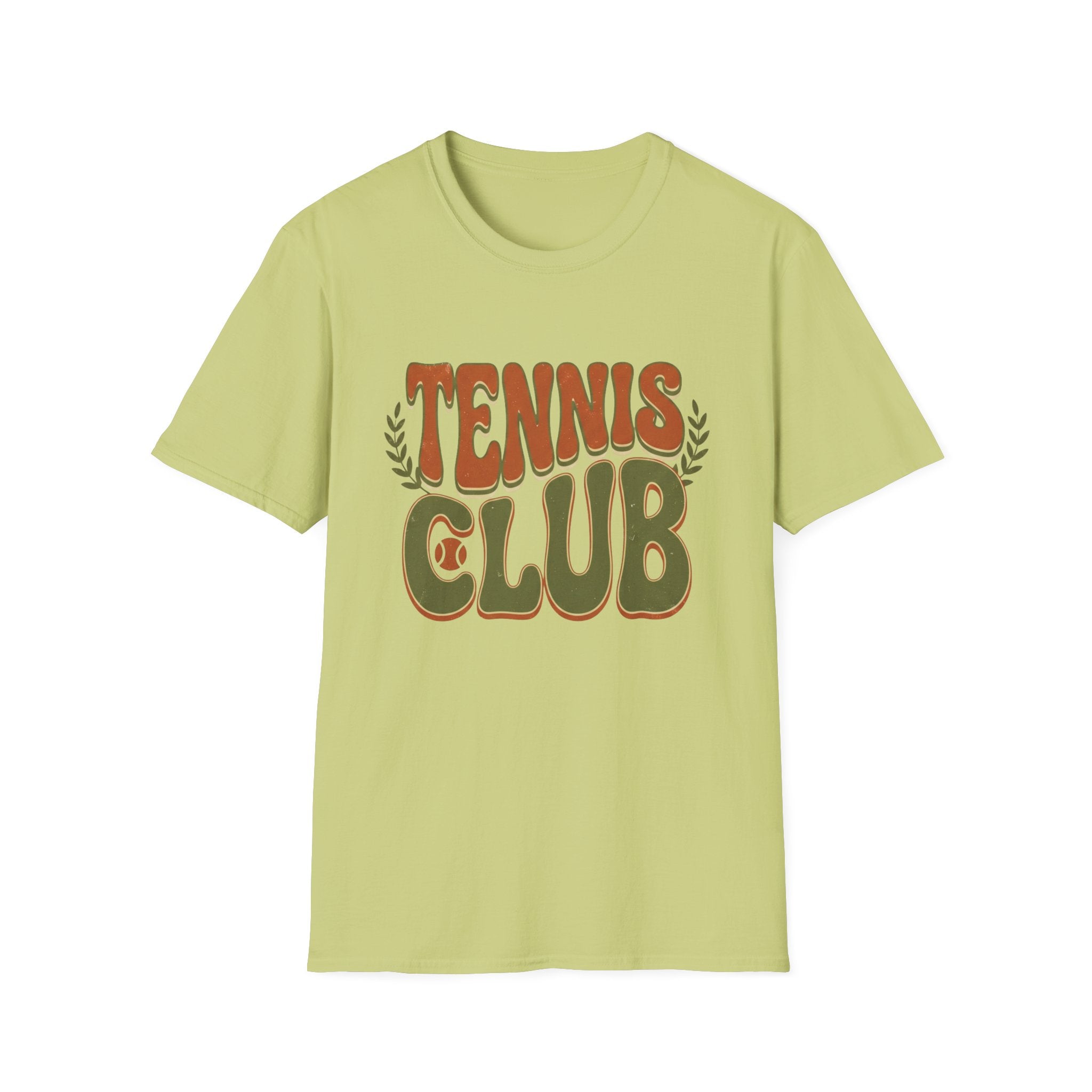 Tennis Club T‑Shirt — Retro Green & Orange Graphic Tee