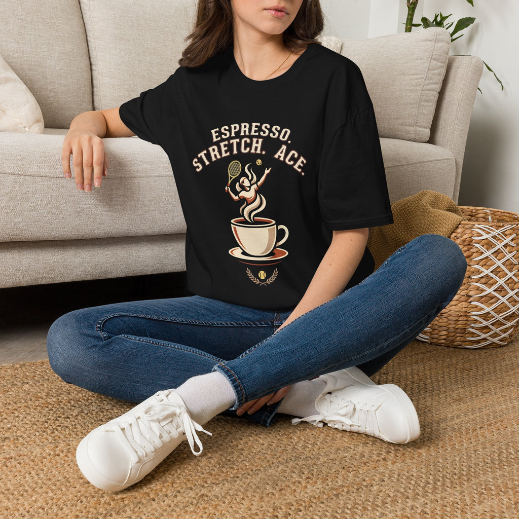 Espresso Stretch Ace T-Shirt — Coffee & Tennis Vintage Graphic Tee