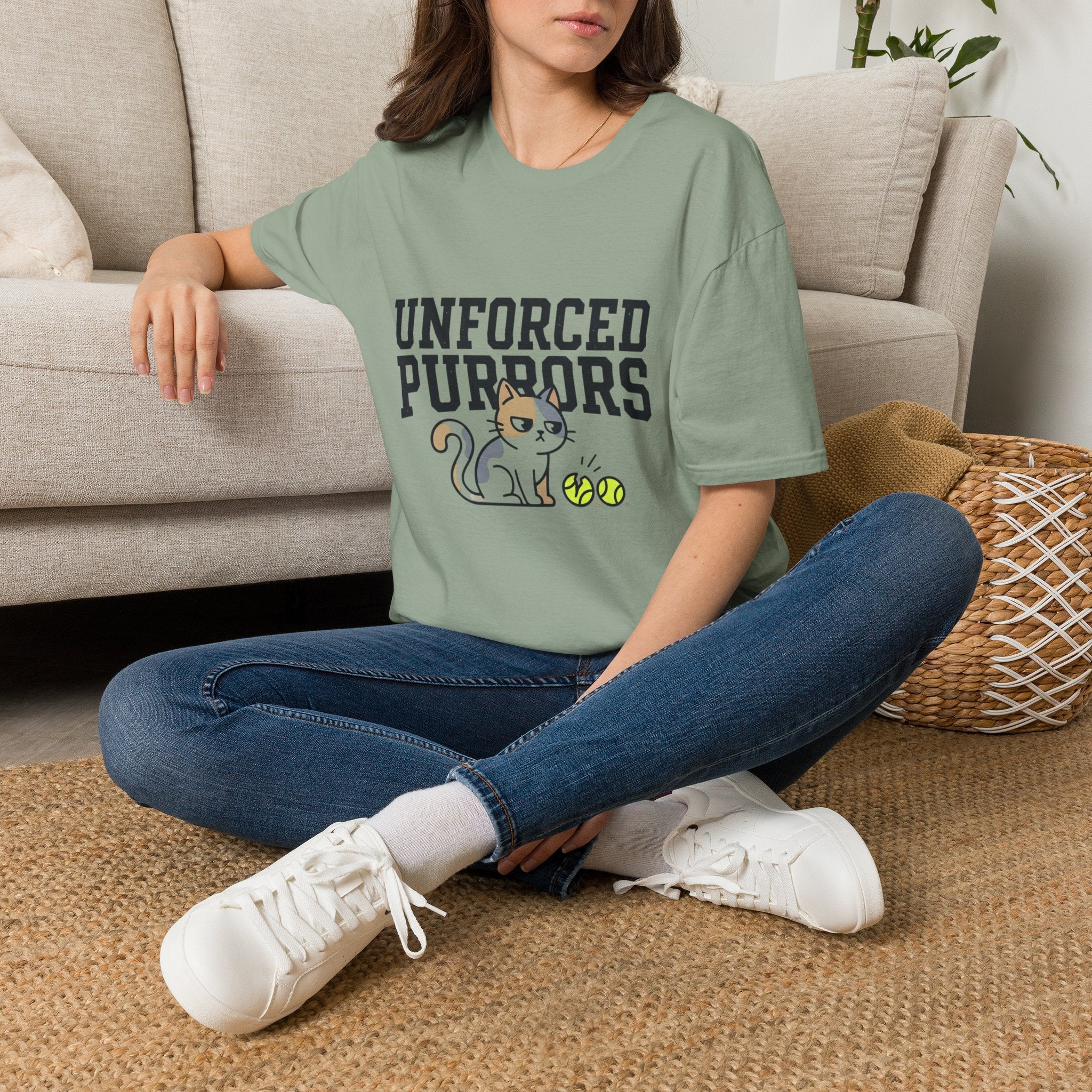 Unforced Purrs Cat T-Shirt — Funny Tennis Cat Graphic Tee