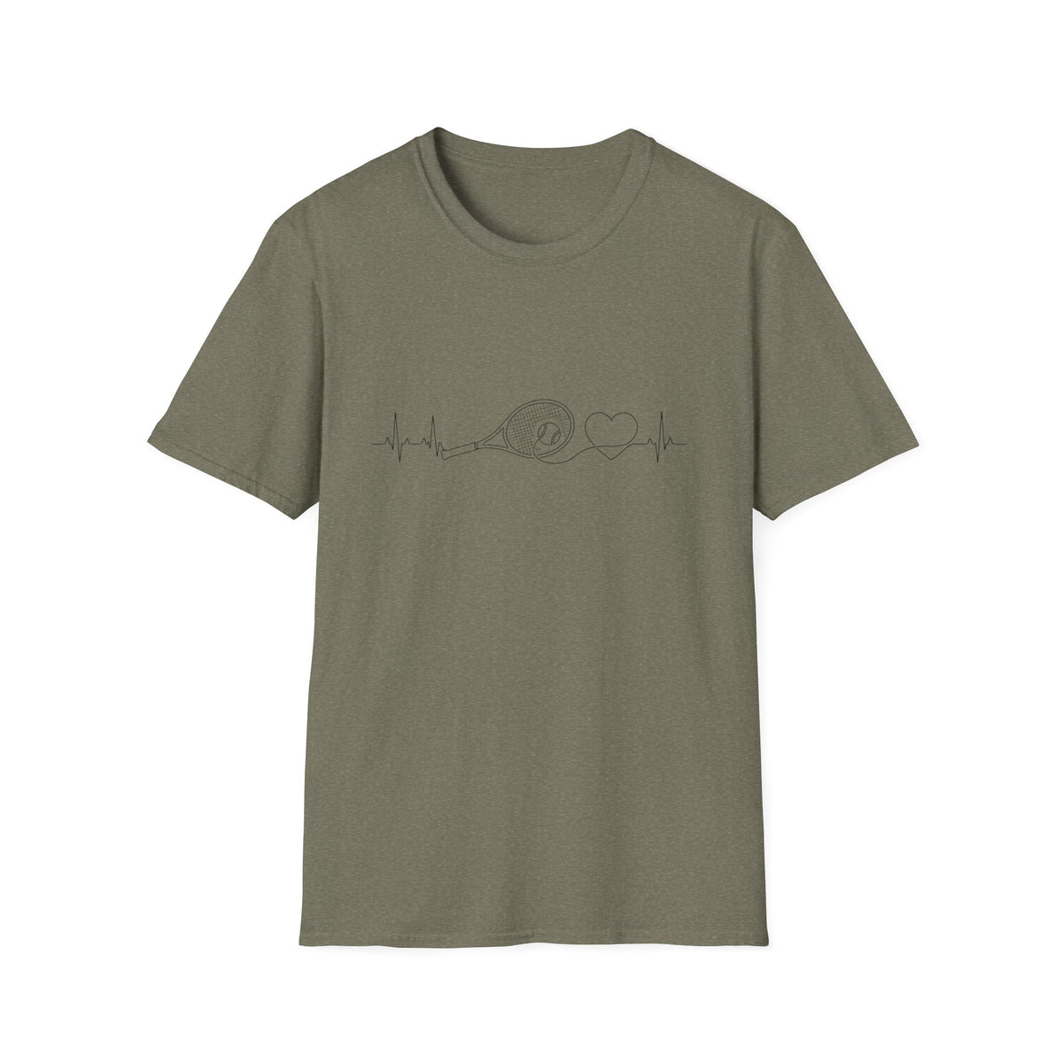 tennis Heartbeat T-Shirt — Minimal Line Art